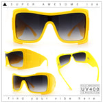 XXL Curved Wrap Around Rectangular Thick Arm Sport Plastic Sunglasses
