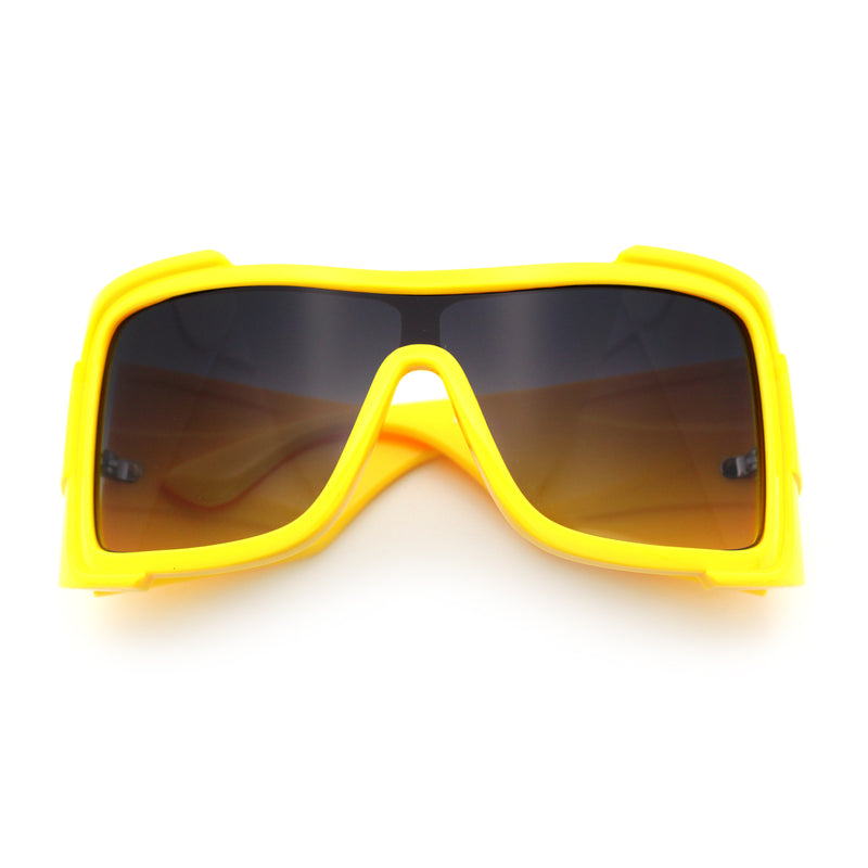 XXL Curved Wrap Around Rectangular Thick Arm Sport Plastic Sunglasses
