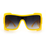 XXL Curved Wrap Around Rectangular Thick Arm Sport Plastic Sunglasses