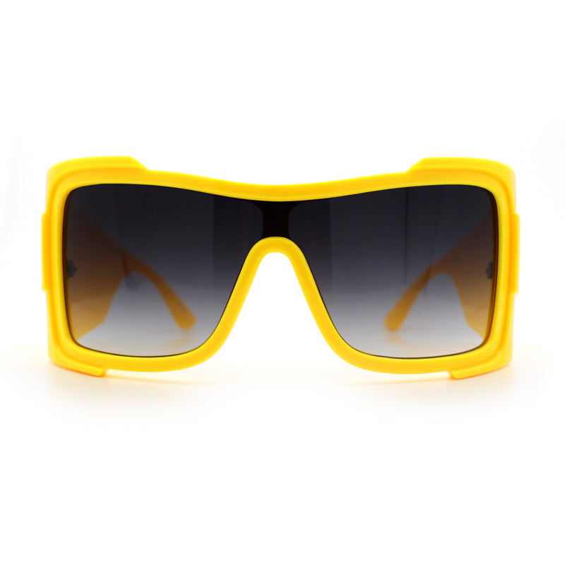 XXL Curved Wrap Around Rectangular Thick Arm Sport Plastic Sunglasses