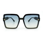 Womens Rimless Rectangular Butterfly Chic Plastic Floral Diecut Arm Sunglasses