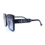 Womens Rimless Rectangular Butterfly Chic Plastic Floral Diecut Arm Sunglasses