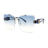 Womens Fancy Bevel Lens Rimless Oversized Rectangle Butterfly Sunglasses