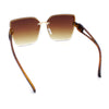 Womens Fancy Bevel Lens Rimless Oversized Rectangle Butterfly Sunglasses