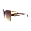 Womens Fancy Bevel Lens Rimless Oversized Rectangle Butterfly Sunglasses