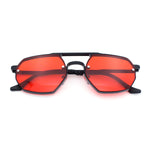 Metal Rim Geometric Octagonal Double Bridge Retro Hustler Luxe Sunglasses