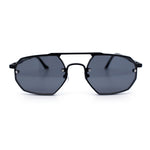 Metal Rim Geometric Octagonal Double Bridge Retro Hustler Luxe Sunglasses