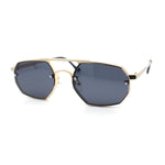 Metal Rim Geometric Octagonal Double Bridge Retro Hustler Luxe Sunglasses