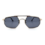 Metal Rim Geometric Octagonal Double Bridge Retro Hustler Luxe Sunglasses