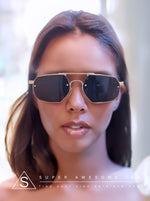 Metal Rim Geometric Octagonal Double Bridge Retro Hustler Luxe Sunglasses