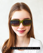 Womens Unique Exposed Side Lens Rectangular Plastic Mod Fashion Sunglasses