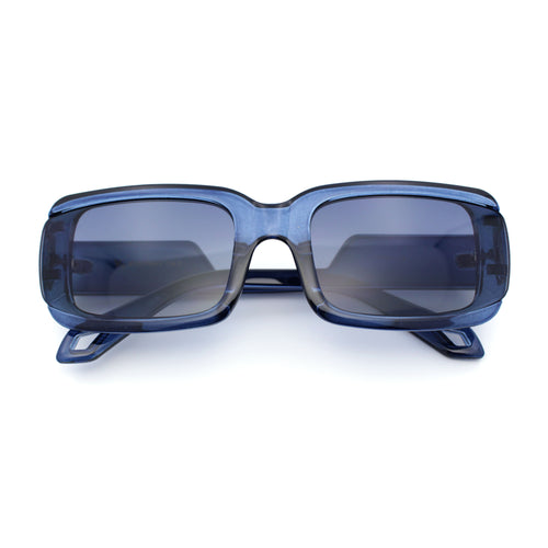 Womens Unique Exposed Side Lens Rectangular Plastic Mod Fashion Sunglasses