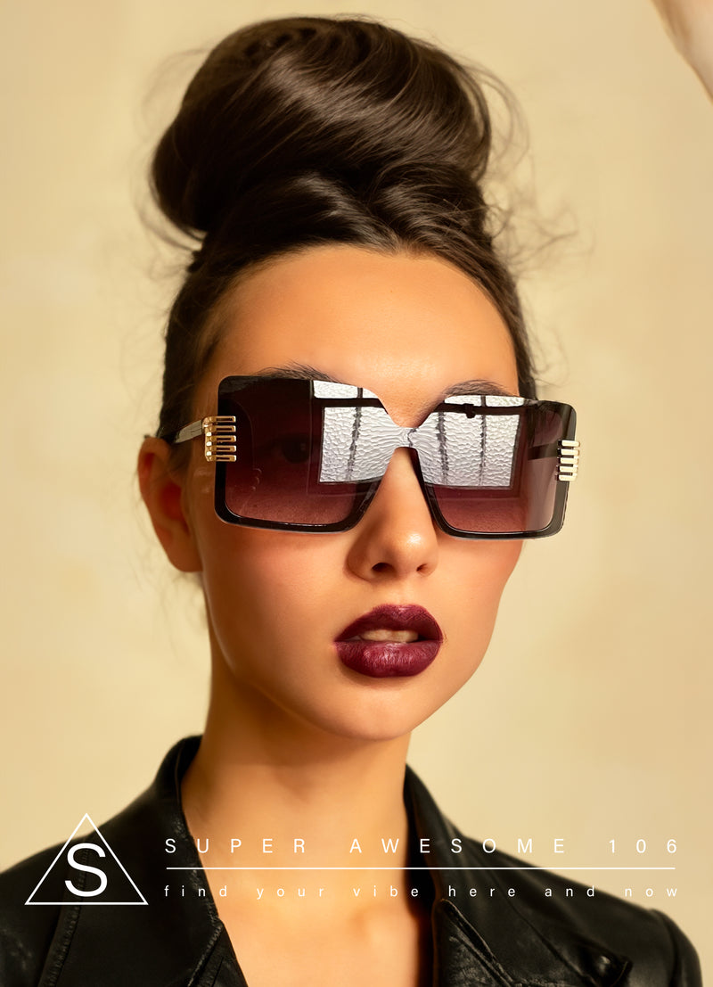 Womens Oversized Rimless Butterfly Rich Luxury Designer Fashion Plastic Sunglasses