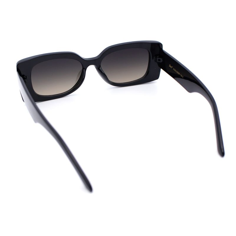 Womens Star Stud Rectangle Mod Thick Temple Plastic Retro Sunglasses