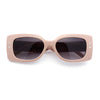 Womens Star Stud Rectangle Mod Thick Temple Plastic Retro Sunglasses