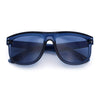 Gentlemanly Oversized Curved Top Racer Plastic Horned Retro Sunglasses