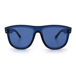 Gentlemanly Oversized Curved Top Racer Plastic Horned Retro Sunglasses