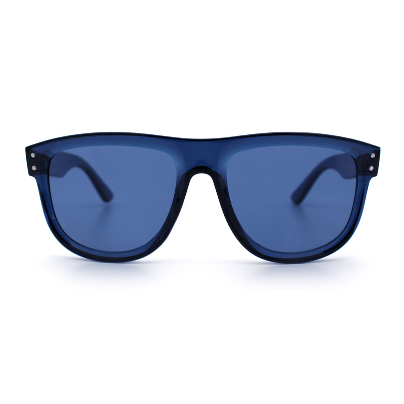 Gentlemanly Oversized Curved Top Racer Plastic Horned Retro Sunglasses