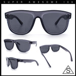 Gentlemanly Oversized Curved Top Racer Plastic Horned Retro Sunglasses