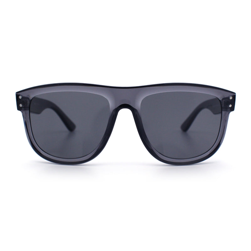 Gentlemanly Oversized Curved Top Racer Plastic Horned Retro Sunglasses