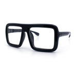 Geeky Bubble Frame Nerdy Thick Flat Top Oversized Rectangle Plastic Sunglasses