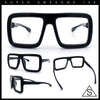 Geeky Bubble Frame Nerdy Thick Flat Top Oversized Rectangle Plastic Sunglasses