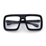 Geeky Bubble Frame Nerdy Thick Flat Top Oversized Rectangle Plastic Sunglasses