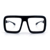 Geeky Bubble Frame Nerdy Thick Flat Top Oversized Rectangle Plastic Sunglasses