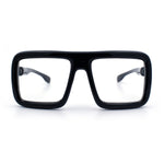 Geeky Bubble Frame Nerdy Thick Flat Top Oversized Rectangle Plastic Sunglasses
