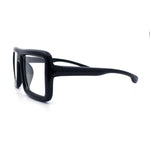 Geeky Bubble Frame Nerdy Thick Flat Top Oversized Rectangle Plastic Sunglasses