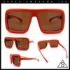 Geeky Bubble Frame Nerdy Thick Flat Top Oversized Rectangle Plastic Sunglasses