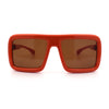 Geeky Bubble Frame Nerdy Thick Flat Top Oversized Rectangle Plastic Sunglasses
