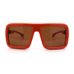 Geeky Bubble Frame Nerdy Thick Flat Top Oversized Rectangle Plastic Sunglasses