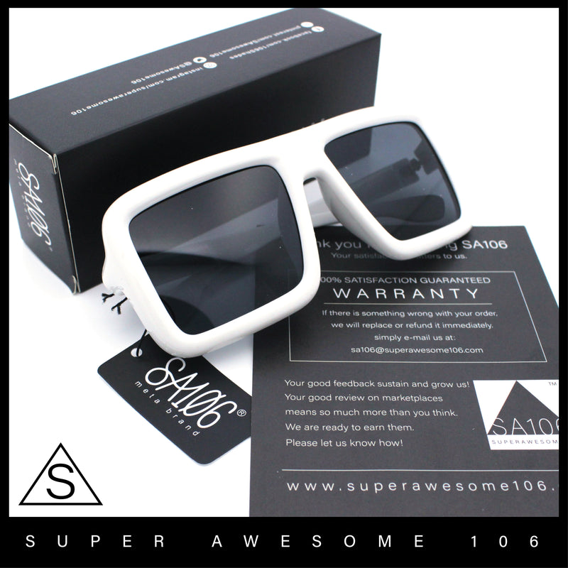 Geeky Bubble Frame Nerdy Thick Flat Top Oversized Rectangle Plastic Sunglasses
