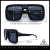 Geeky Bubble Frame Nerdy Thick Flat Top Oversized Rectangle Plastic Sunglasses