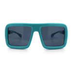 Geeky Bubble Frame Nerdy Thick Flat Top Oversized Rectangle Plastic Sunglasses