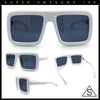 Geeky Bubble Frame Nerdy Thick Flat Top Oversized Rectangle Plastic Sunglasses
