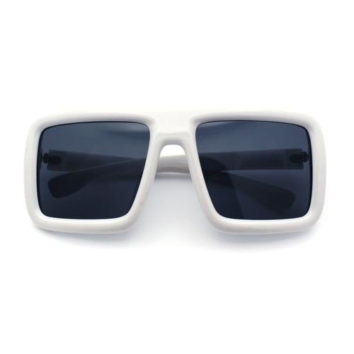 Geeky Bubble Frame Nerdy Thick Flat Top Oversized Rectangle Plastic Sunglasses