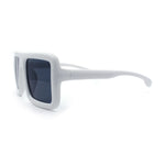 Geeky Bubble Frame Nerdy Thick Flat Top Oversized Rectangle Plastic Sunglasses