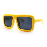 Geeky Bubble Frame Nerdy Thick Flat Top Oversized Rectangle Plastic Sunglasses