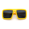 Geeky Bubble Frame Nerdy Thick Flat Top Oversized Rectangle Plastic Sunglasses