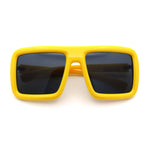 Geeky Bubble Frame Nerdy Thick Flat Top Oversized Rectangle Plastic Sunglasses