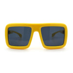 Geeky Bubble Frame Nerdy Thick Flat Top Oversized Rectangle Plastic Sunglasses