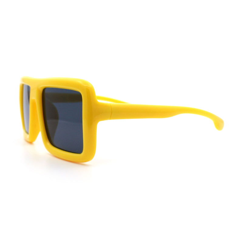 Geeky Bubble Frame Nerdy Thick Flat Top Oversized Rectangle Plastic Sunglasses