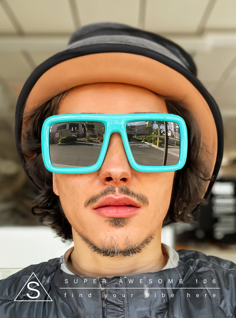Geeky Bubble Frame Nerdy Thick Flat Top Oversized Rectangle Plastic Sunglasses