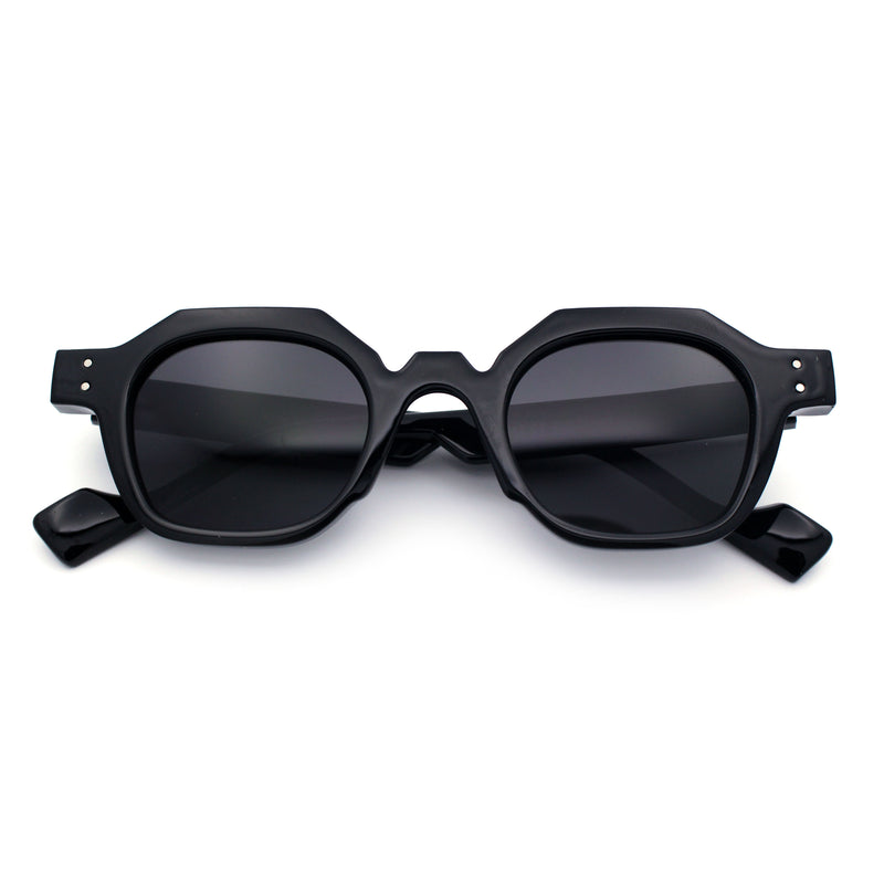 Trendy Retro Hipster Norncore Octagonal Keyhole Horn Rim Plastic Sunglasses