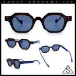 Trendy Retro Hipster Norncore Octagonal Keyhole Horn Rim Plastic Sunglasses