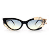 Womens Cat Eye Asymmetrical Rock Candy Crystal Runway Plastic Sunglasses