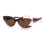 Womens Cat Eye Asymmetrical Rock Candy Crystal Runway Plastic Sunglasses