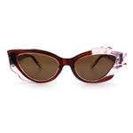 Womens Cat Eye Asymmetrical Rock Candy Crystal Runway Plastic Sunglasses